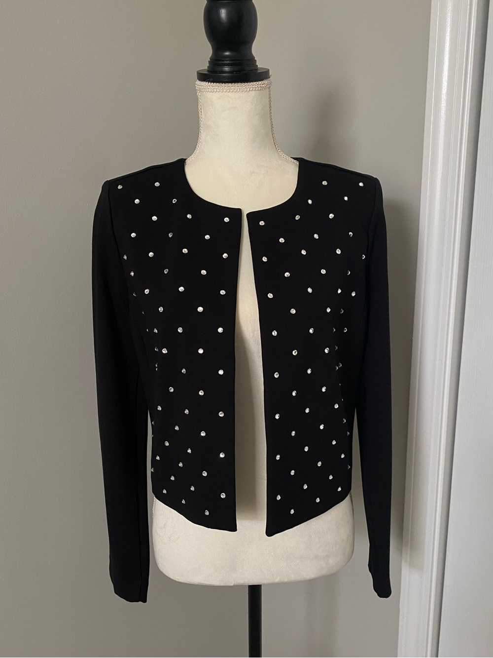 NWT Michael Kors Black Crystal Studded Crop Jacket - Small